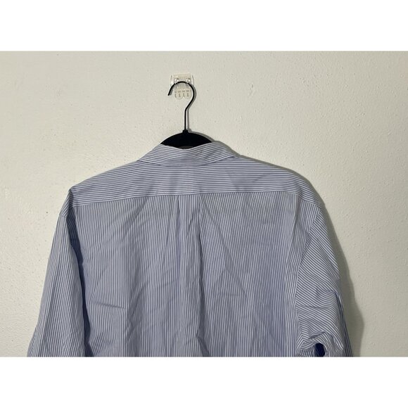 Ralph Lauren Blue White Stripe Button Down Shirt Size L/XL (17.5, 32/33) - Picture 10 of 14